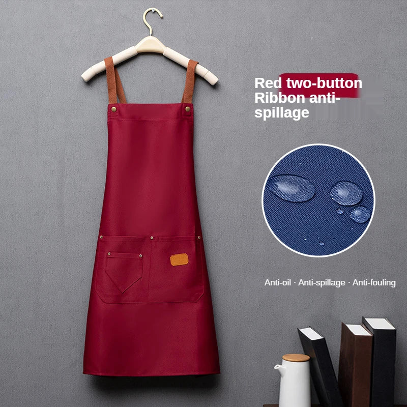 Custom Logo Canvas Kitchen Apron with Pockets