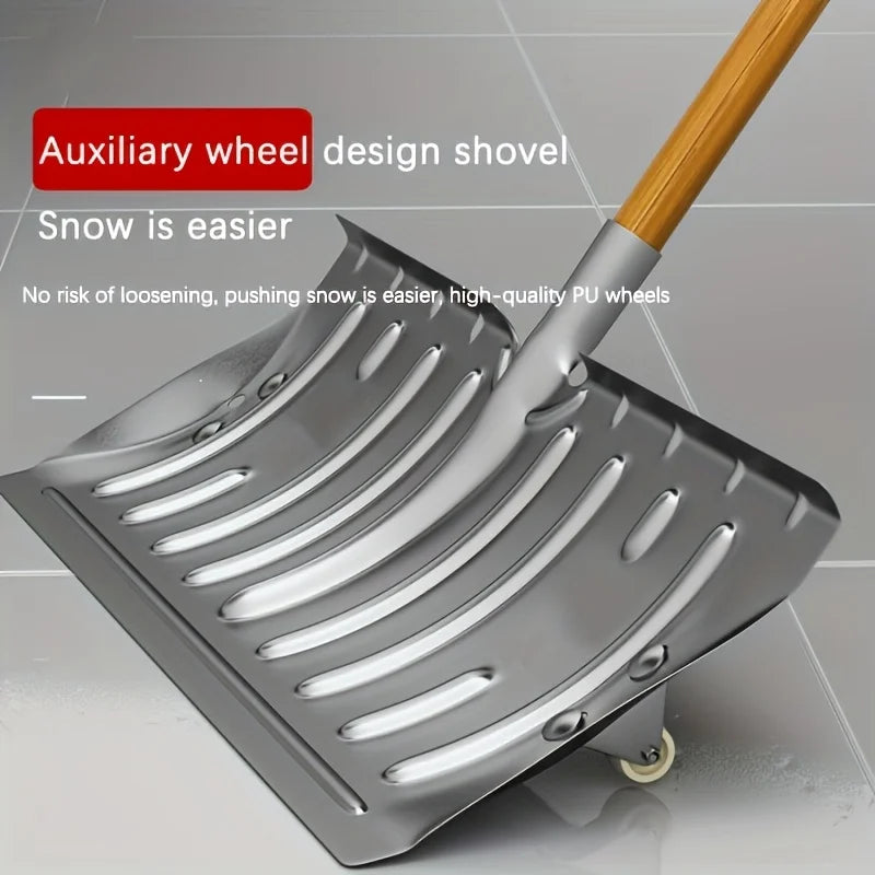 Metal Snow Shovel with Wheels