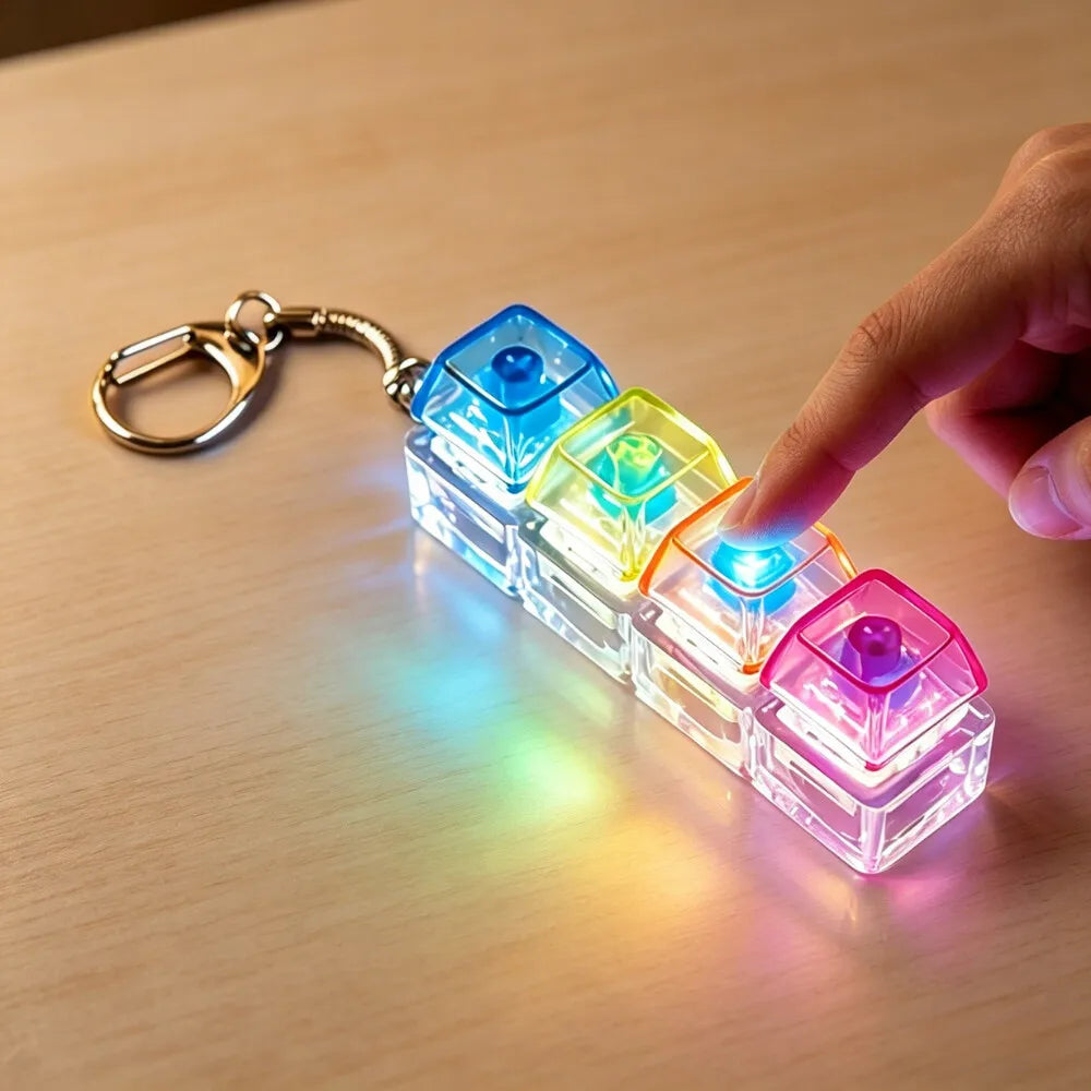 LED Keyboard Clicker Fidget Keychain