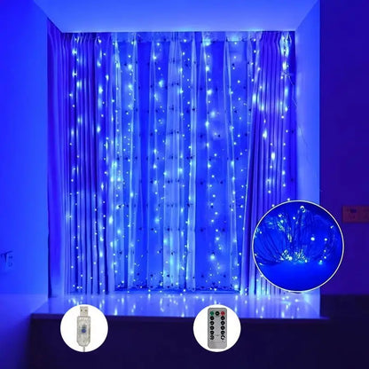 USB Christmas Curtain Lights with Remote – 8 Modes