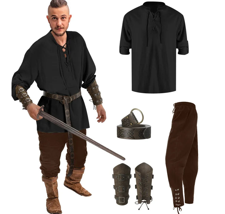 4-Piece Men’s Renaissance Pirate Costume Set