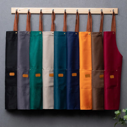 Custom Logo Canvas Kitchen Apron with Pockets