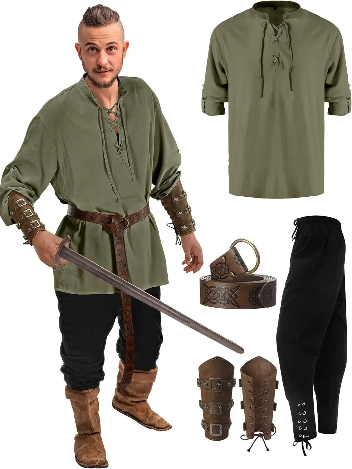4-Piece Men’s Renaissance Pirate Costume Set