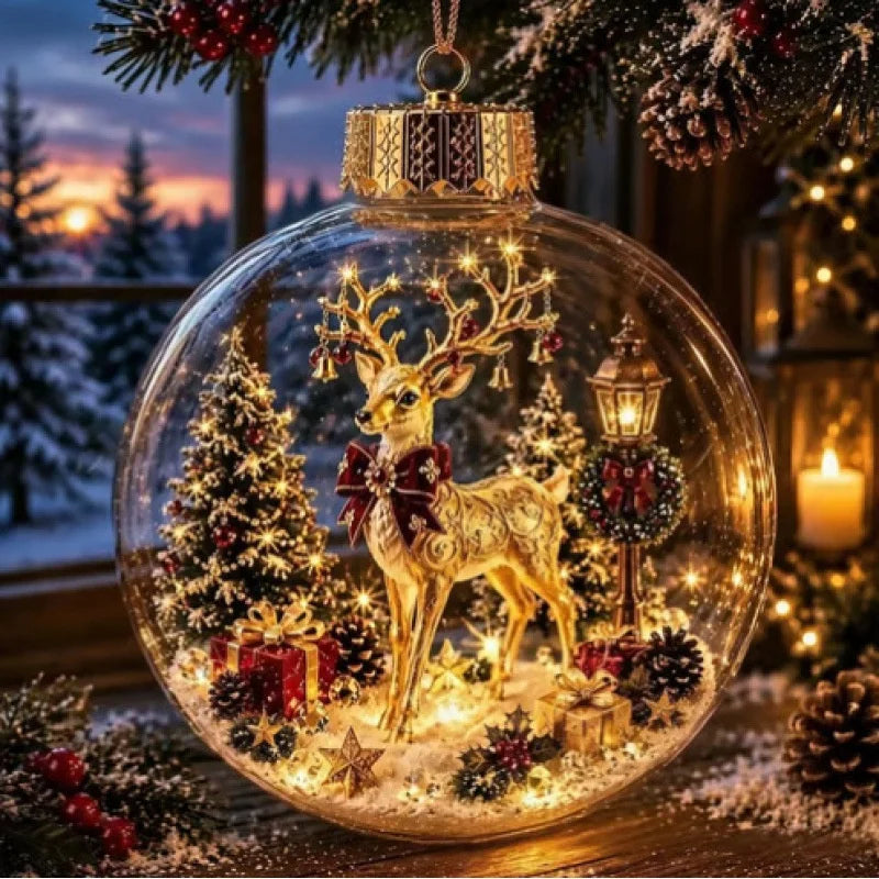 Light-Up Christmas Scene Ornament Ball – 10 cm