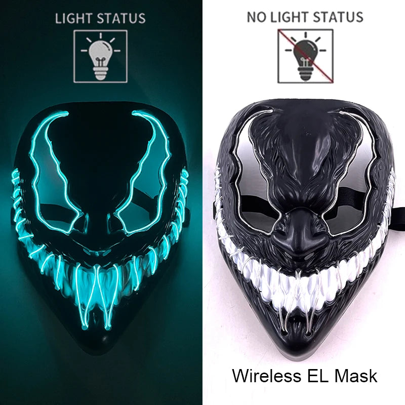 LED Light-Up Neon Halloween Mask