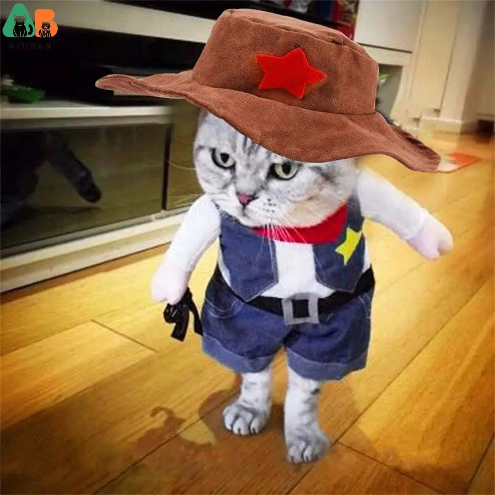 Cowboy Pet Costume with Hat – Cats & Small Dogs