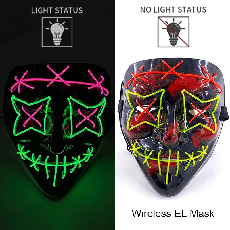 LED Light-Up Neon Halloween Mask