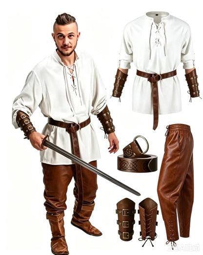 4-Piece Men’s Renaissance Pirate Costume Set
