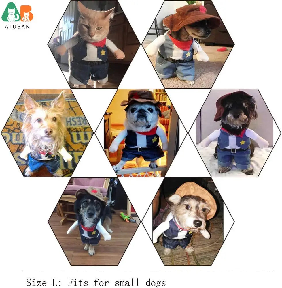 Cowboy Pet Costume with Hat – Cats & Small Dogs