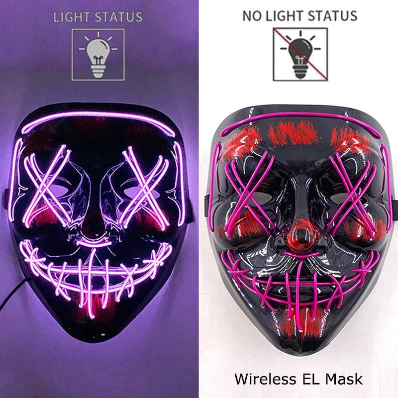 LED Light-Up Neon Halloween Mask