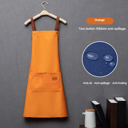 Custom Logo Canvas Kitchen Apron with Pockets