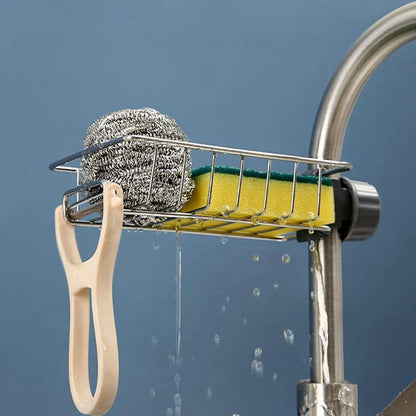 Faucet-Mounted Sink Sponge & Towel Organizer