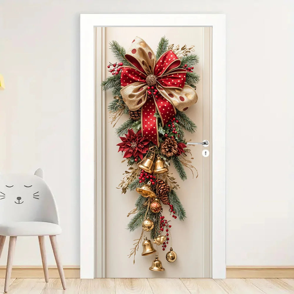 Red Bell & Greenery Christmas Wall Hanging