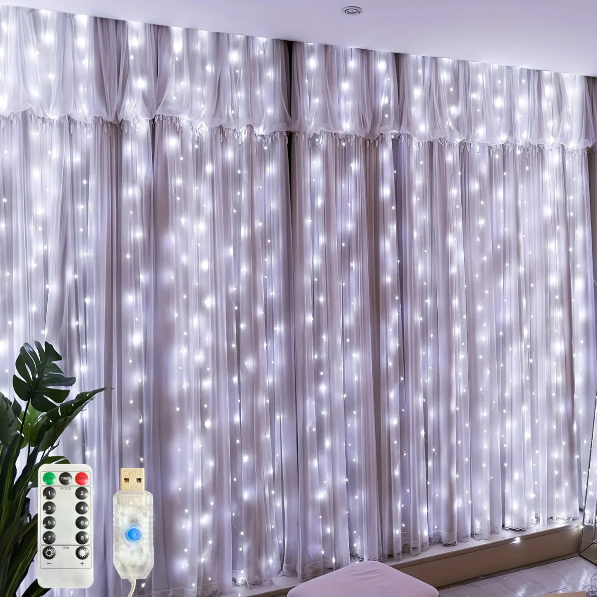 Christmas LED Curtain Lights with Remote