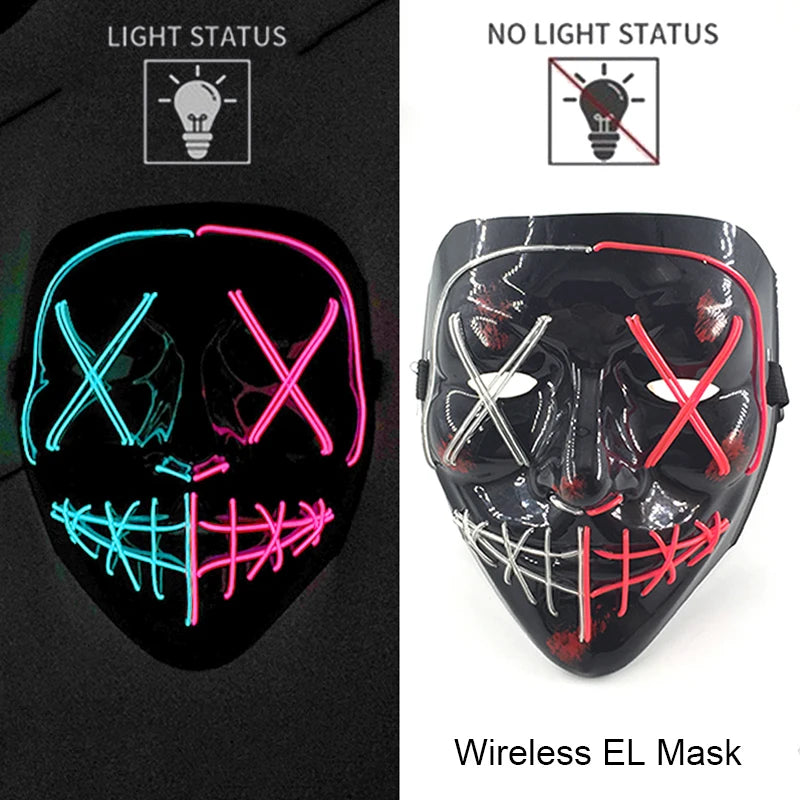 LED Light-Up Neon Halloween Mask