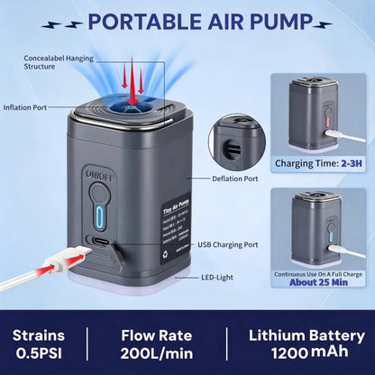 Portable USB Rechargeable Air Pump with Light