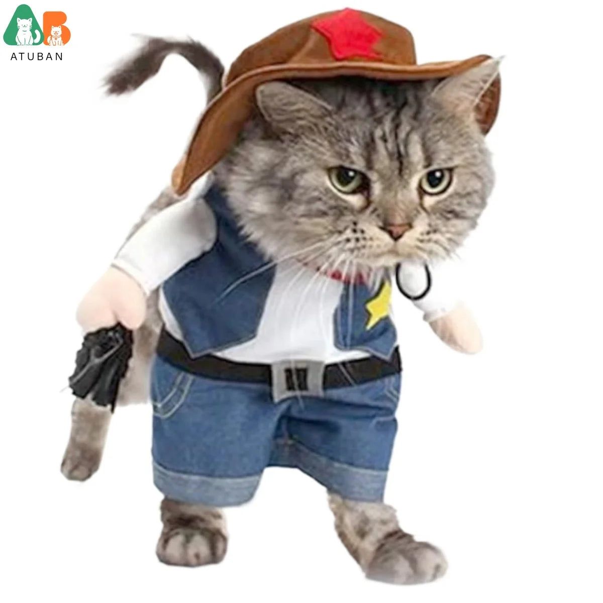Cowboy Pet Costume with Hat – Cats & Small Dogs