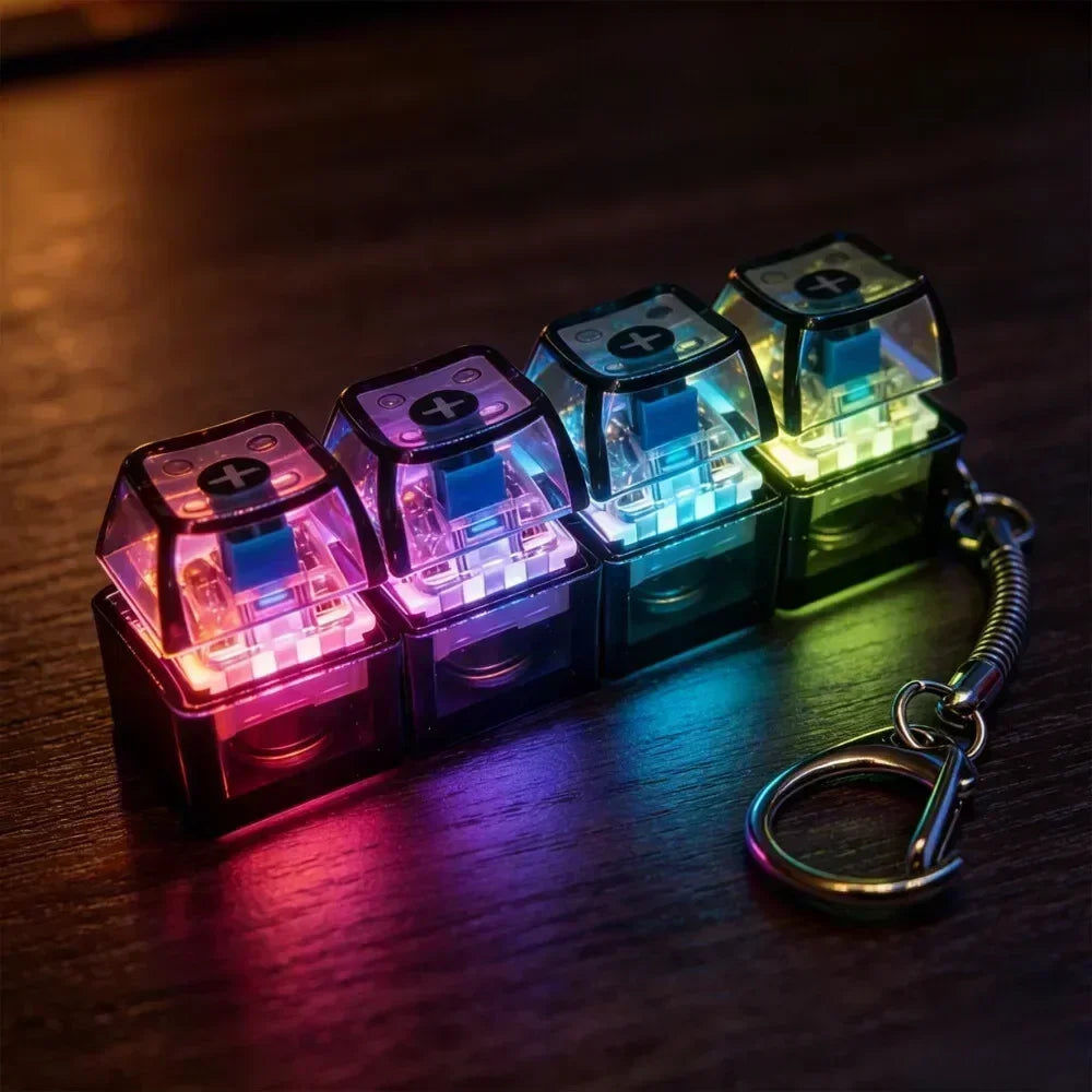 LED Keyboard Clicker Fidget Keychain