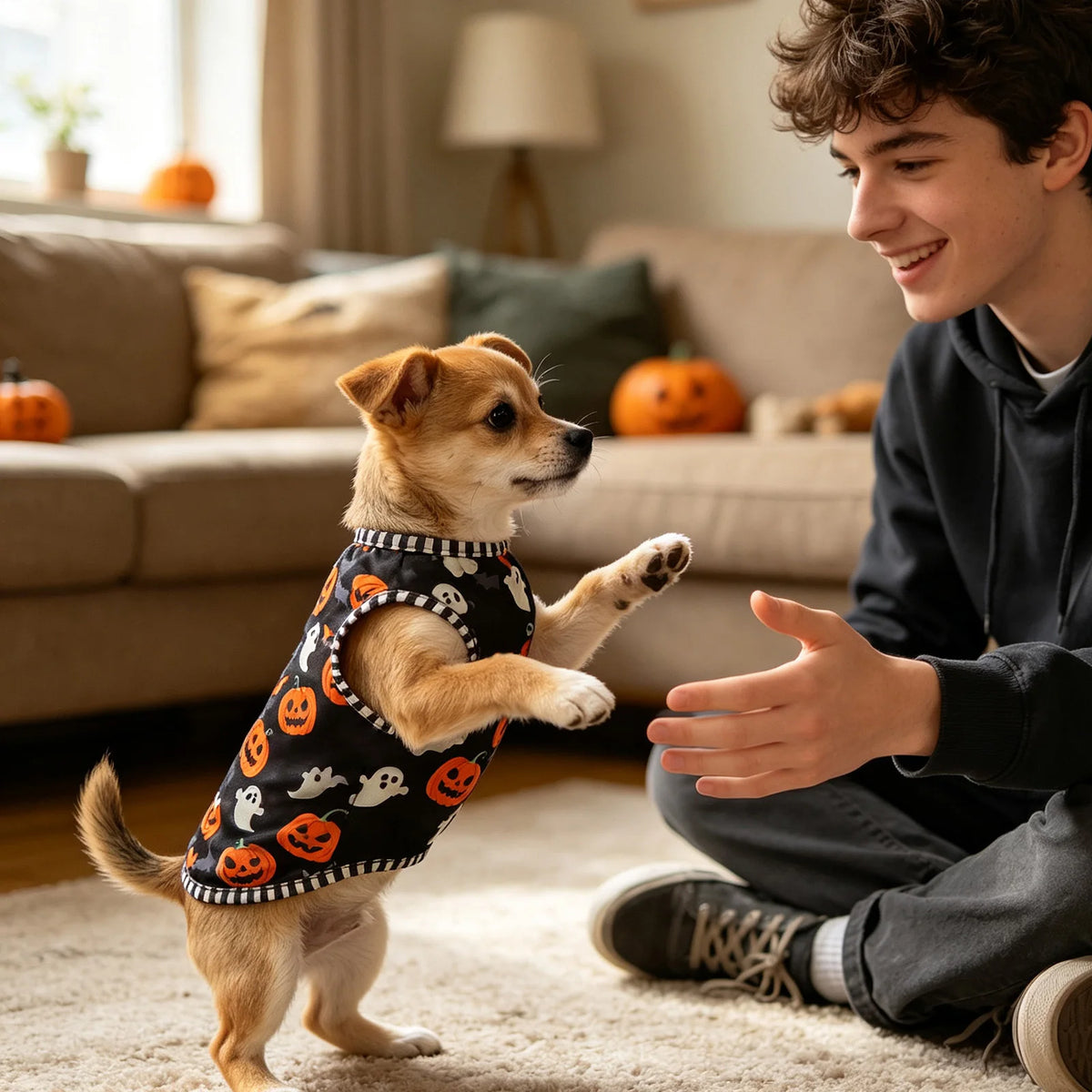 Pumpkin & Bat Print Pet Halloween Vest