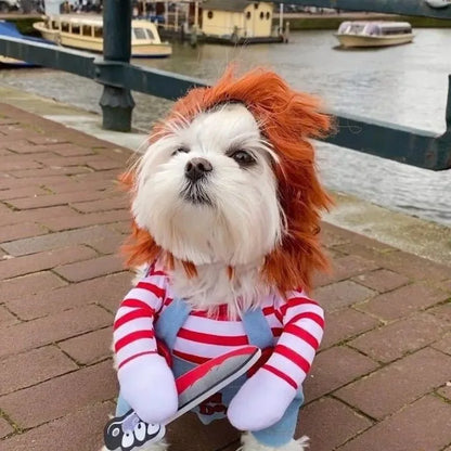 Striped Pet Cosplay Dress – Small & Medium Dogs