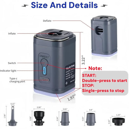 Portable USB Rechargeable Air Pump with Light