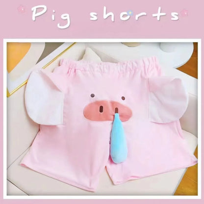 Cartoon Lounge Shorts – Elephant, Pig & Chicken Styles