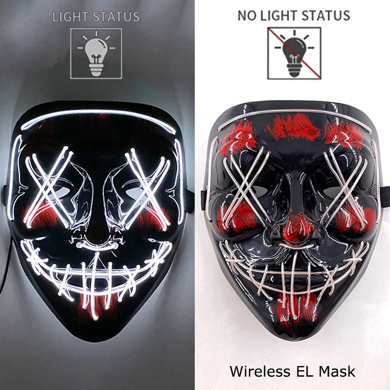 LED Light-Up Neon Halloween Mask