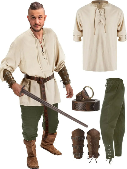 4-Piece Men’s Renaissance Pirate Costume Set