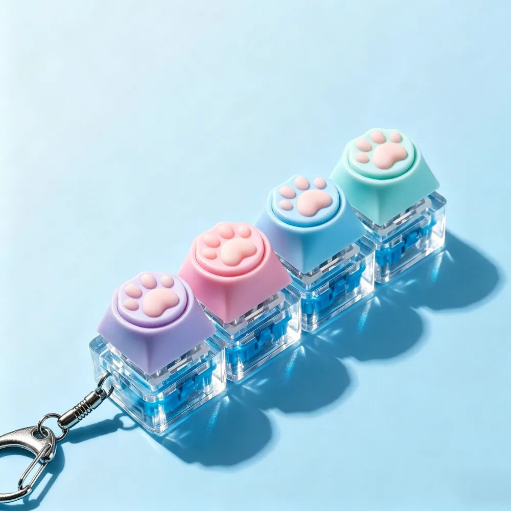 LED Keyboard Clicker Fidget Keychain