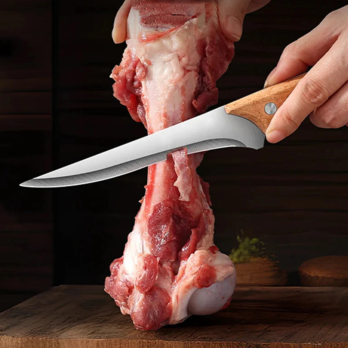 Stainless Steel Fillet & Boning Knife with Wood Handle
