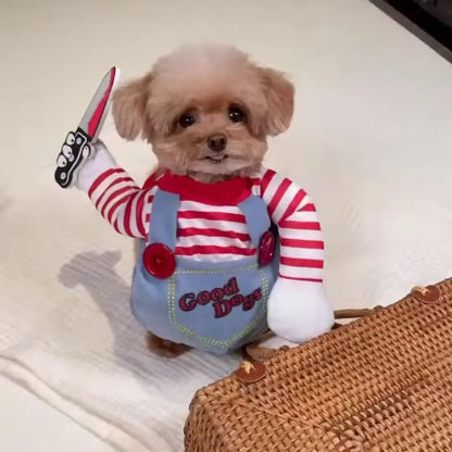Striped Pet Cosplay Dress – Small & Medium Dogs