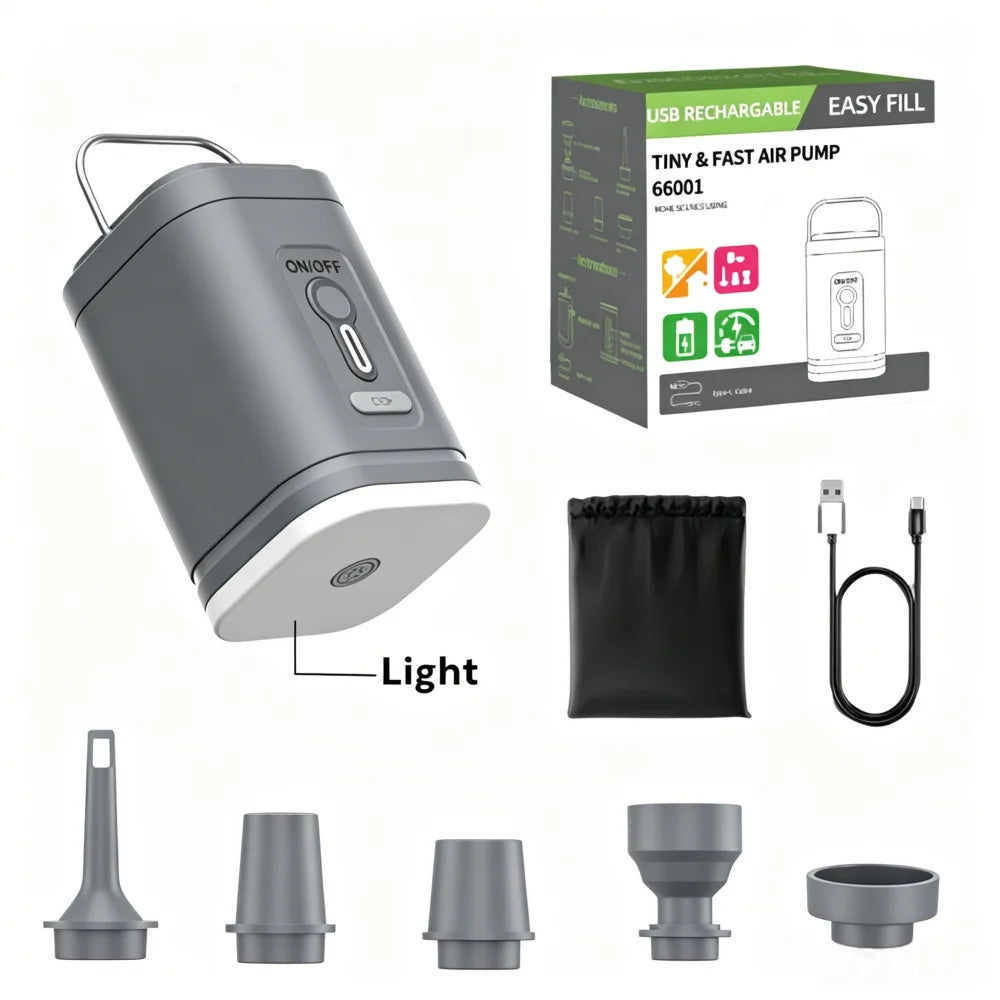 Portable USB Rechargeable Air Pump with Light