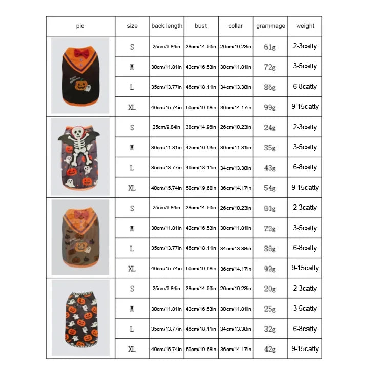 Pumpkin & Bat Print Pet Halloween Vest