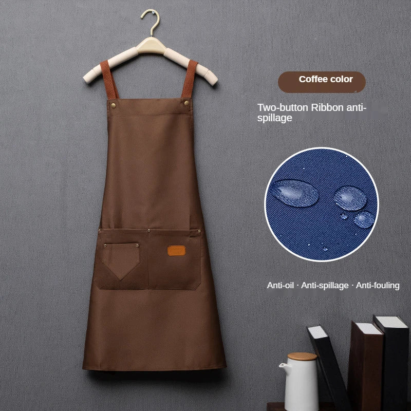 Custom Logo Canvas Kitchen Apron with Pockets