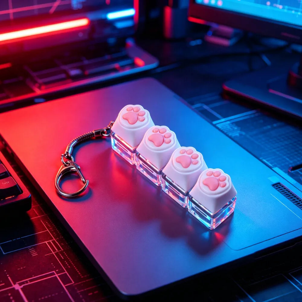 LED Keyboard Clicker Fidget Keychain