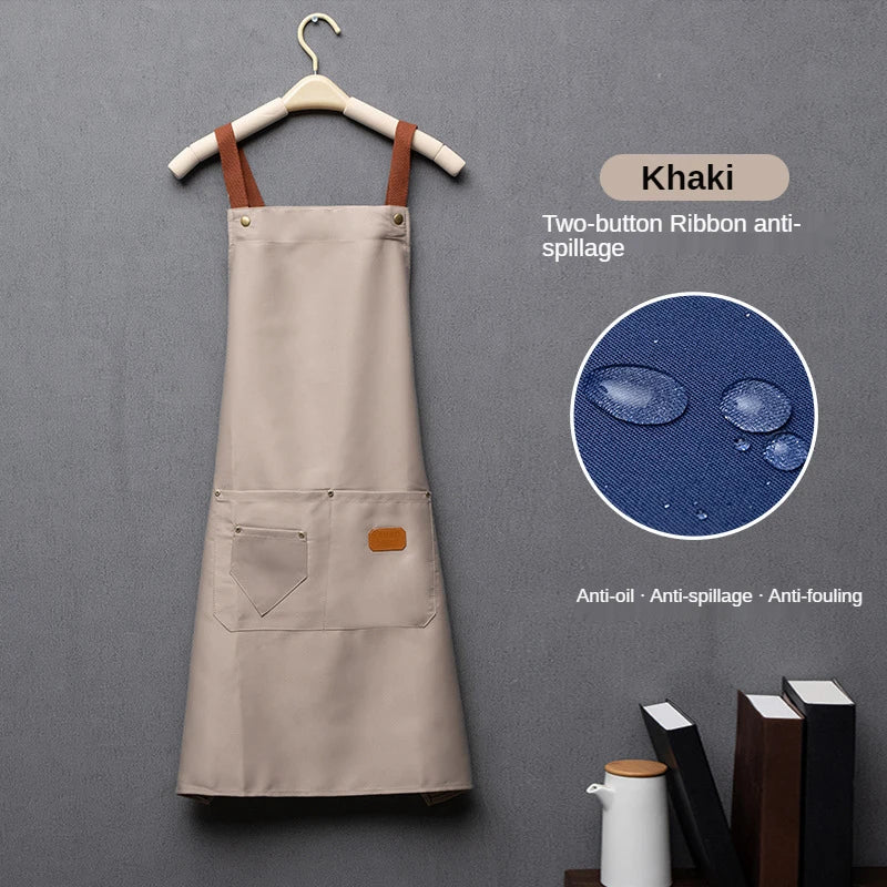 Custom Logo Canvas Kitchen Apron with Pockets