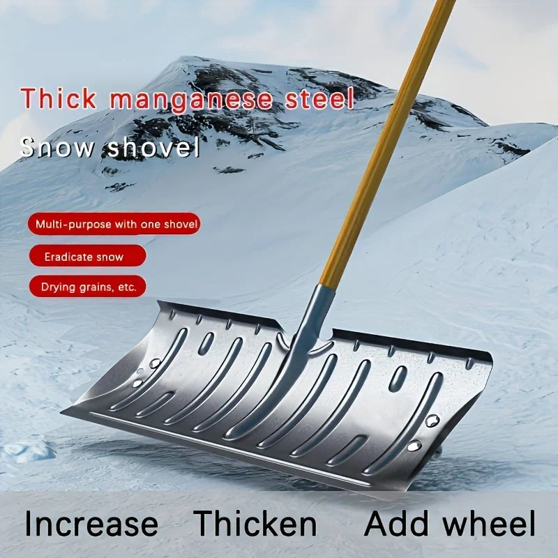 Metal Snow Shovel with Wheels