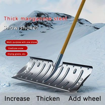 Metal Snow Shovel with Wheels