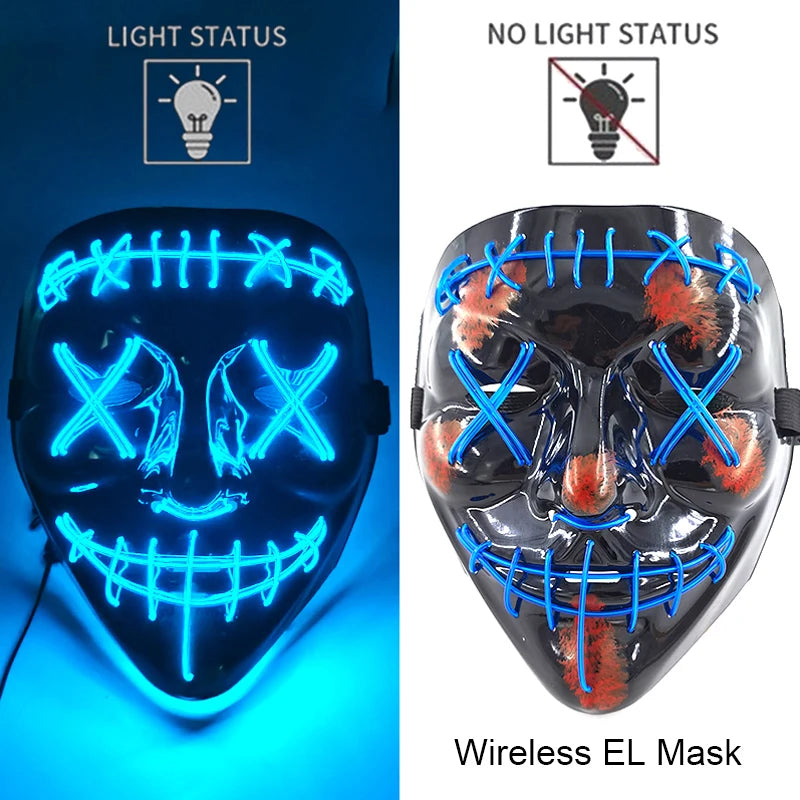 LED Light-Up Neon Halloween Mask