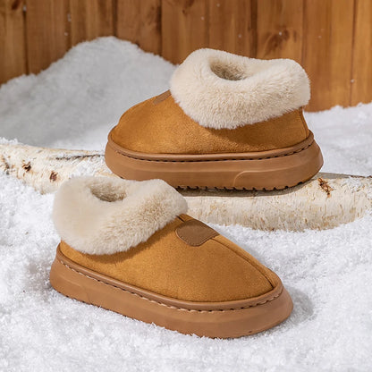 Women’s Plush Indoor/Outdoor Slippers – Faux Suede & EVA Sole
