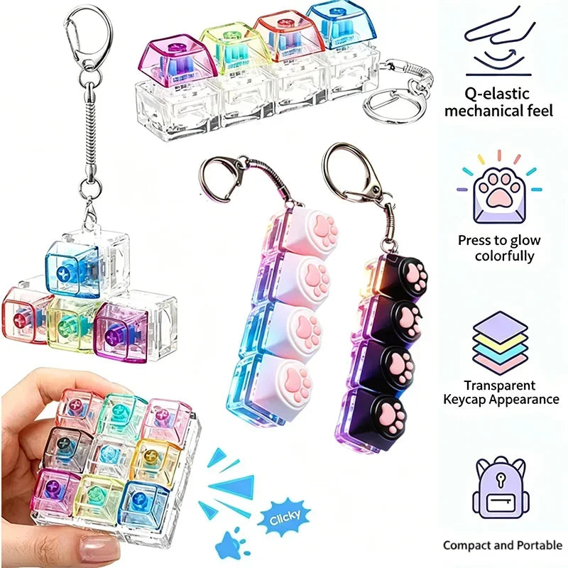 LED Keyboard Clicker Fidget Keychain