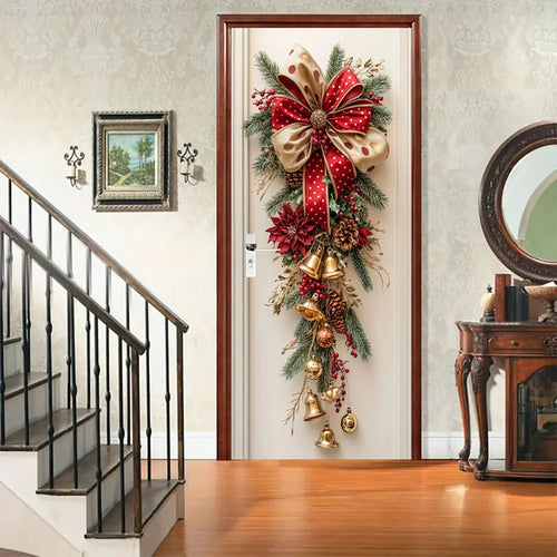 Red Bell & Greenery Christmas Wall Hanging