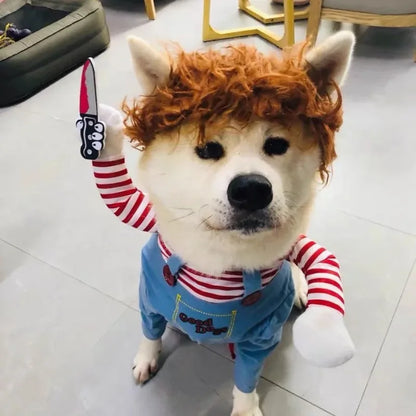 Striped Pet Cosplay Dress – Small & Medium Dogs