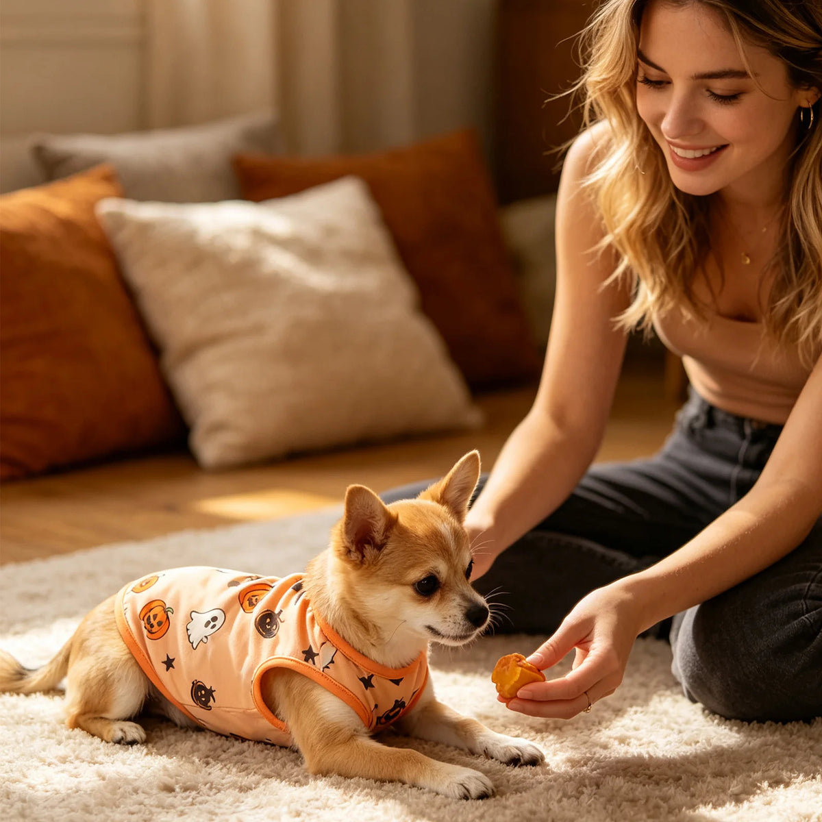 Pumpkin & Bat Print Pet Halloween Vest