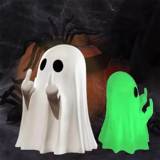 Cute Ghost Figurine – Luminous Halloween Shelf Decor