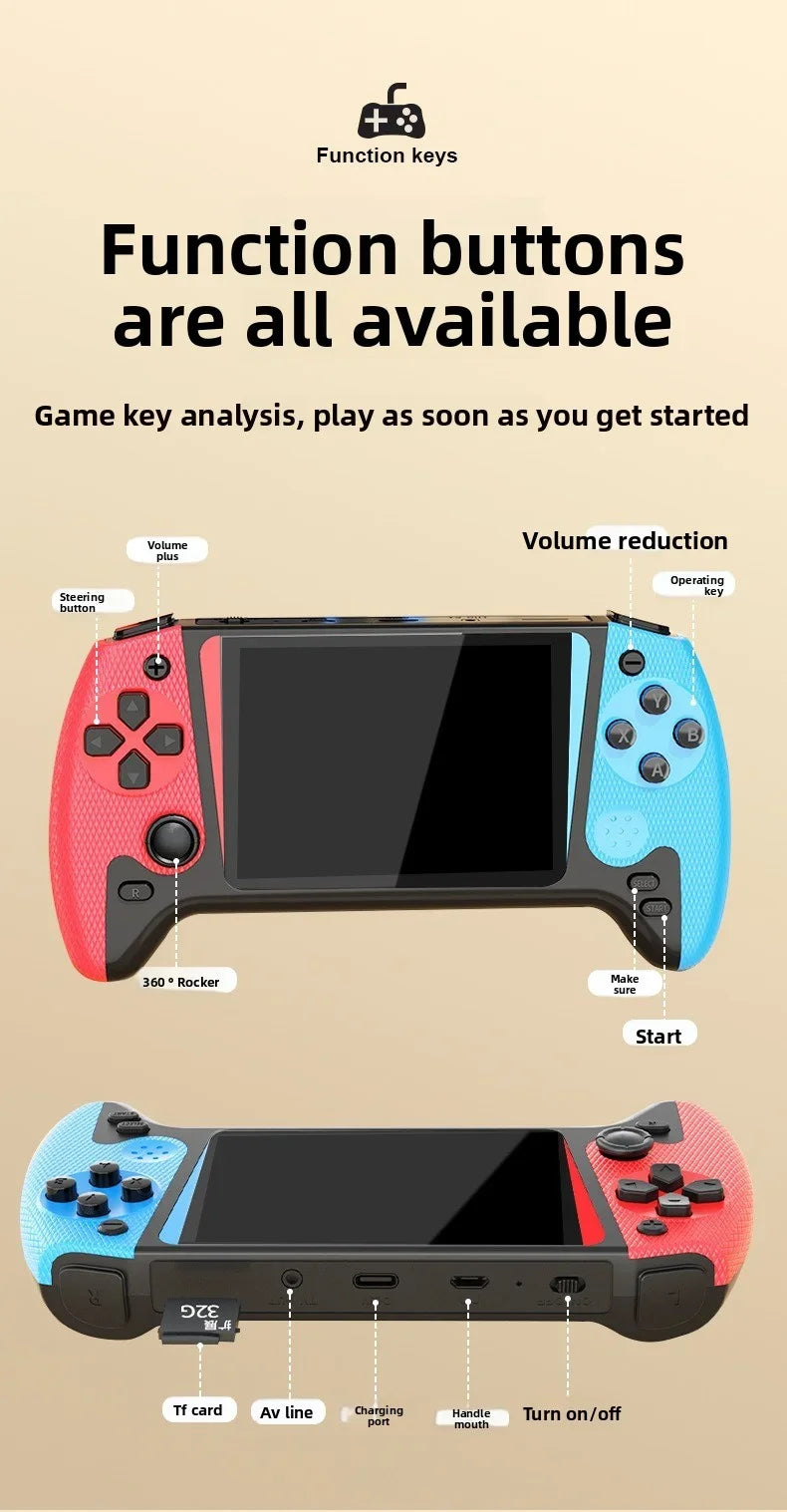 3.5" Retro Game Console – 500 Games, 1/2-Player Options
