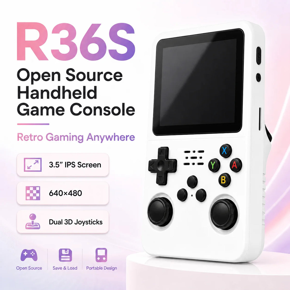 R36S Retro Handheld Game Console – 3.5" IPS, 64GB/128GB
